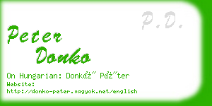 peter donko business card